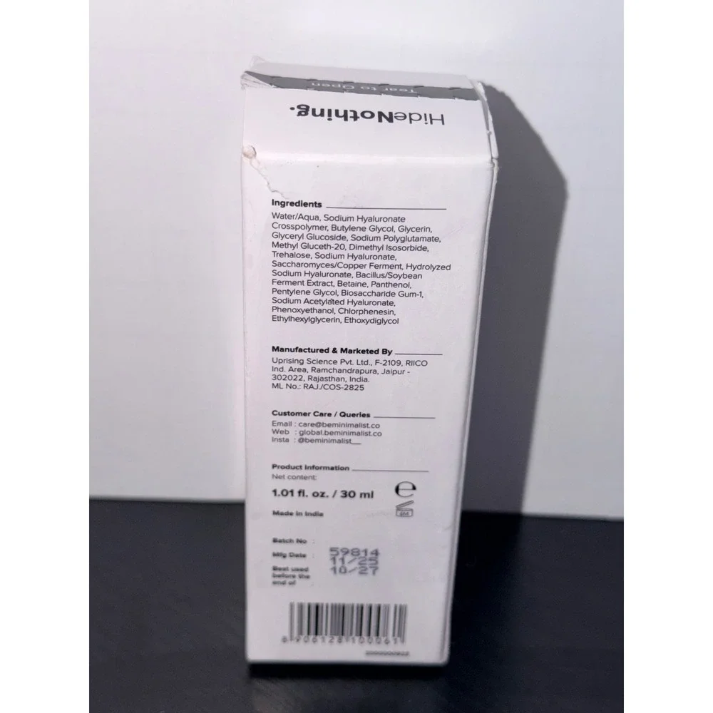 Minimalist Hyaluronic + PGA 02% Face Serum with Vitamin B5 30ml Hydrating Serum